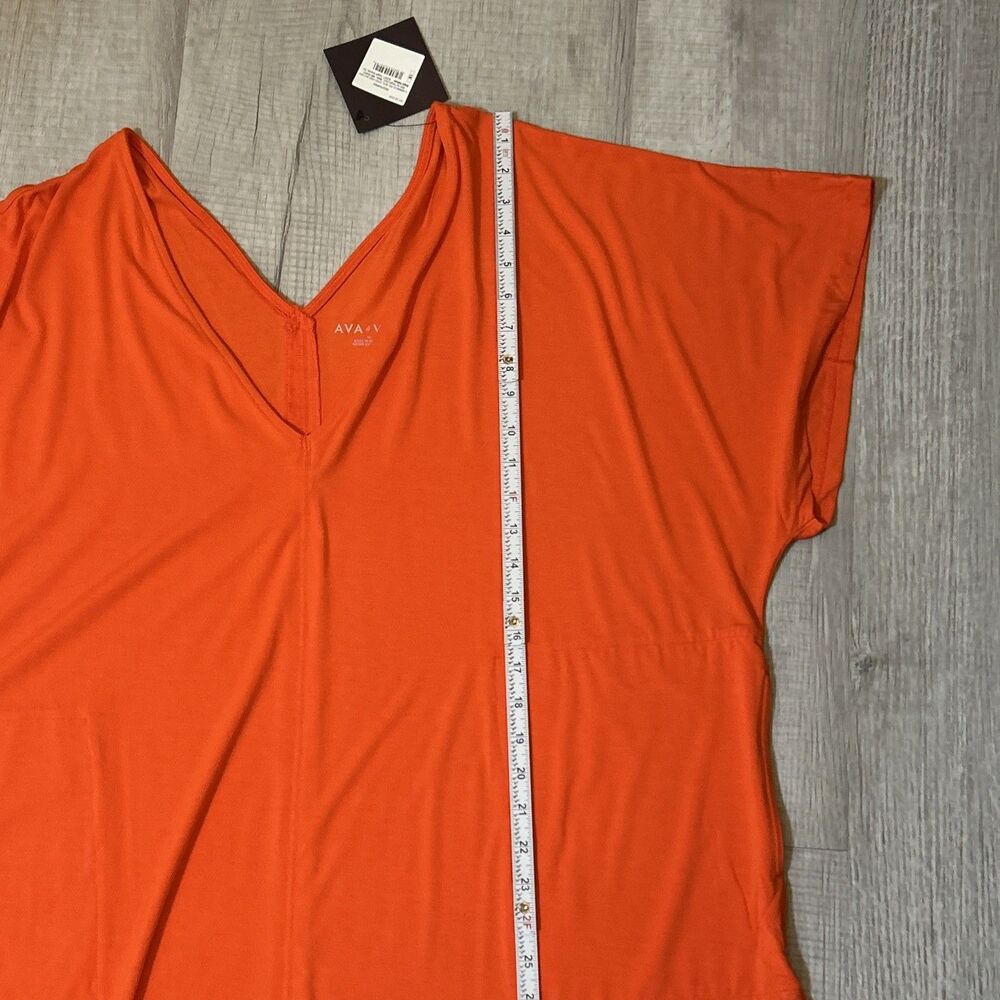Ava & Viv Plus Size 1X Orange V Neck Dolman Short Sleeve Dress NWT - Picture 10 of 16